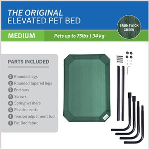 Coolaroo Steel-Framed Elevated Dog Bed, Brunswick Green, Medium