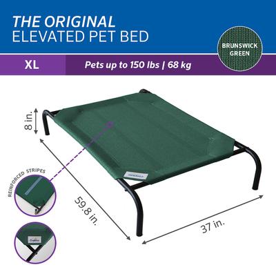 Show full view: Coolaroo Steel-Framed Elevated Dog Bed, Brunswick Green, X-Large slide 2 of 10