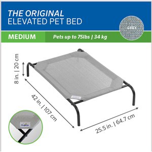 Coolaroo Steel-Framed Elevated Dog Bed, Grey, Medium