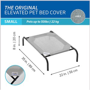 Coolaroo Steel-Framed Elevated Dog Bed, Grey, Small