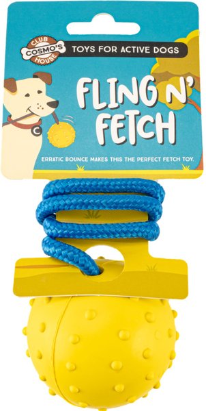 Show full view: Cosmo's Snack Shack Club House Fling N' Fetch Tough Rope Ball Dog Toy, 2.5-in slide 1 of 8
