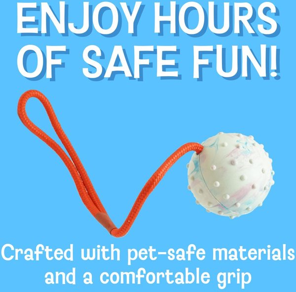 Show full view: Cosmo's Snack Shack Club House Fling N' Fetch Tough Rope Ball Dog Toy, 2.5-in slide 3 of 8