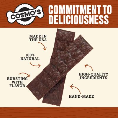 Show full view: Cosmo's Snack Shack Real Meat Beef High-Protein Jerky Dog Treats, 2 count, case of 18 slide 4 of 10