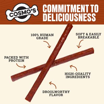 Show full view: Cosmo's Snack Shack Savory Sticks Pork Barbecue High-Protein Jerky Dog Treats, 24 count slide 4 of 10