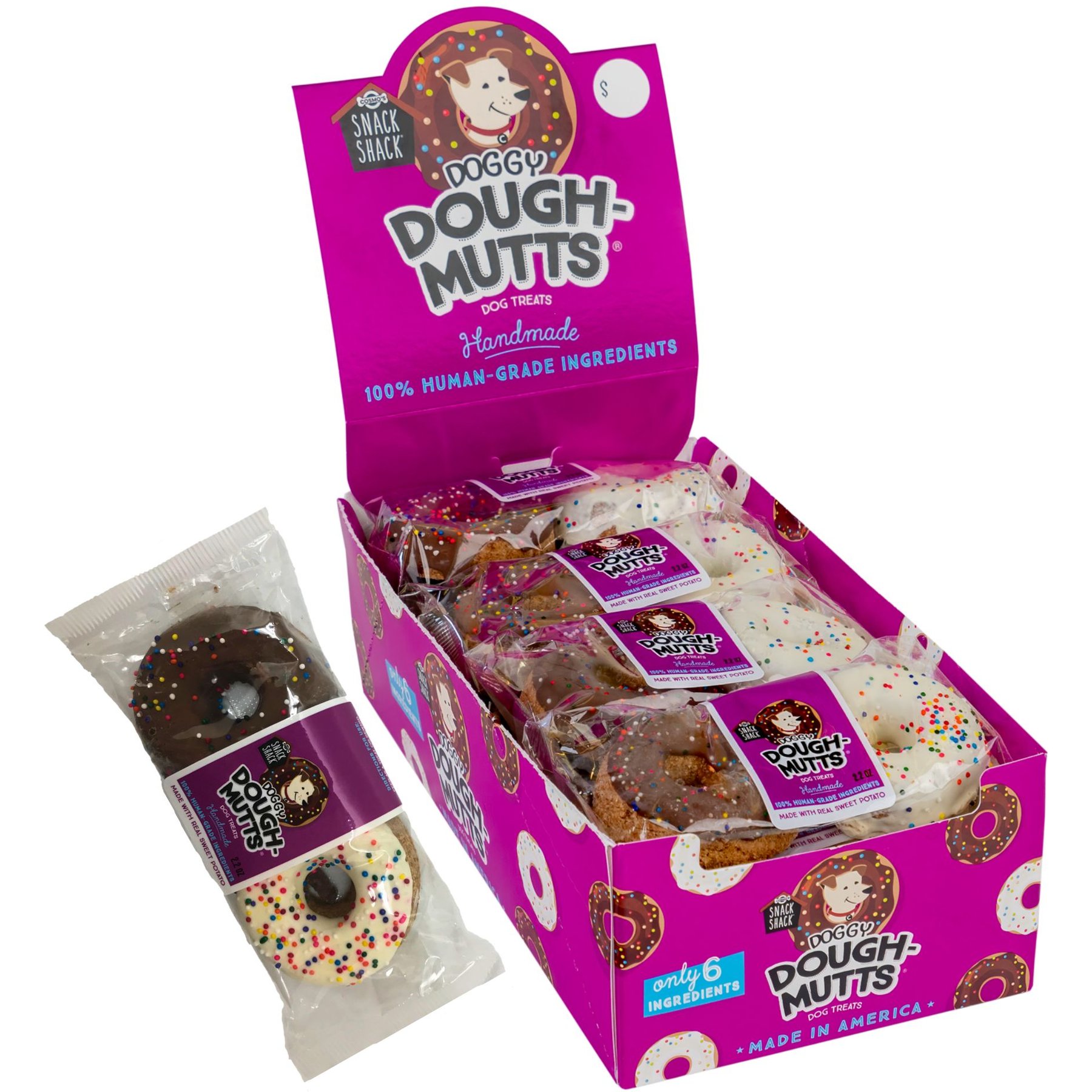 Cosmo's Snack Shack Sweet Potato Dough-Mutts Soft & Chewy Dog Treats, 2 count, case of 16