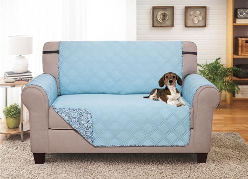 Show full view: Couch Guard Love Seat Furniture Protector, Starburst Aqua slide 2 of 2