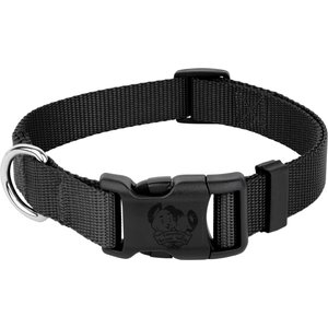 Country Brook Design American Made Deluxe Nylon Dog Collar, Black, Medium: 13 to 16-in neck, 3/4-in wide