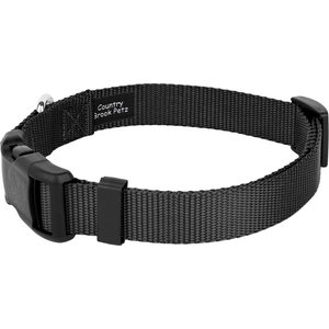 Country Brook Design American Made Deluxe Nylon Dog Collar, Black, Medium: 13 to 16-in neck, 3/4-in wide