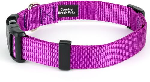 Show full view: Country Brook Petz Everyday Nylon Dog Collar, Bright Purple, Large: 16 to 22-in neck, 1-in wide slide 9 of 11