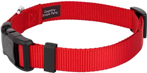 Show full view: Country Brook Petz Everyday Nylon Dog Collar, Bright Red, Medium: 13 to 16-in neck, 3/4-in wide slide 8 of 11