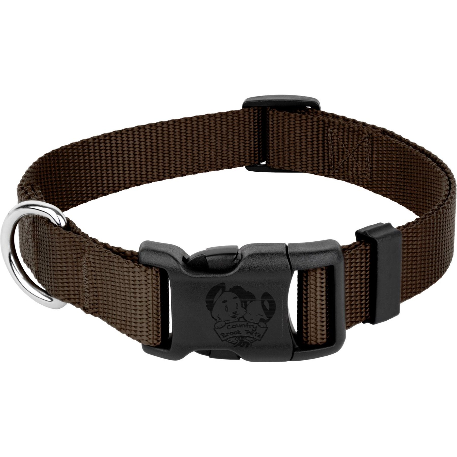 Country Brook Petz Everyday Nylon Dog Collar, Brown, X-Large: 18 to 26-in neck, 1-in wide