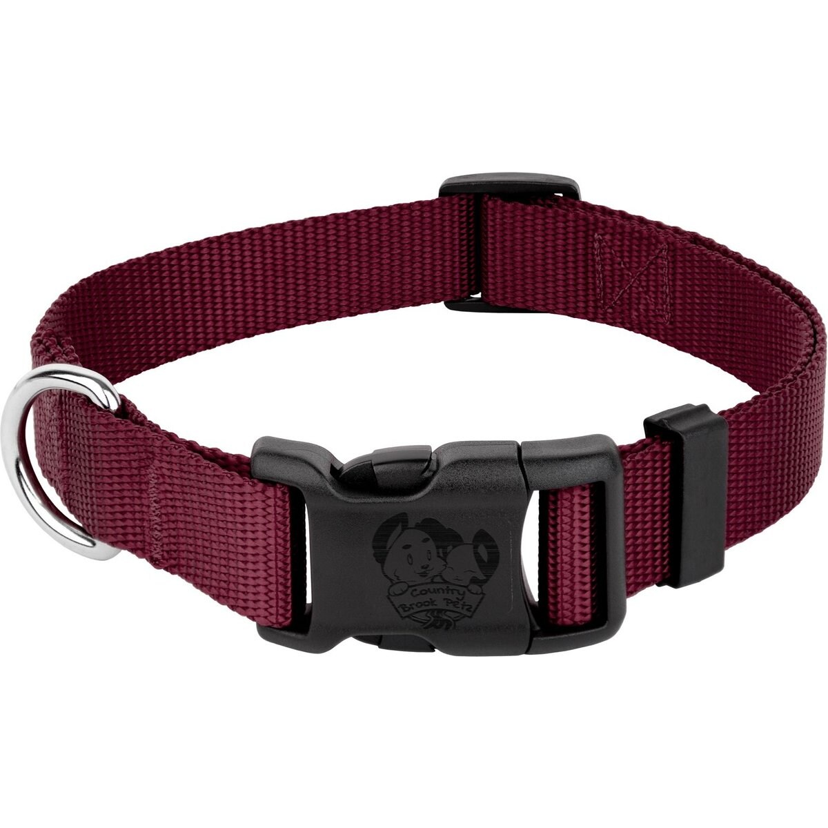 Country Brook Petz Everyday Nylon Dog Collar, Burgundy, X-Large: 18 to 26-in neck, 1-in wide
