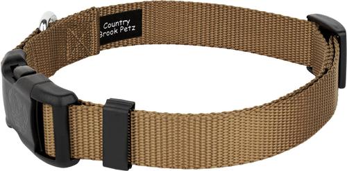 Show full view: Country Brook Petz Everyday Nylon Dog Collar, Coyote Tan, Large: 16 to 22-in neck, 1-in wide slide 6 of 9