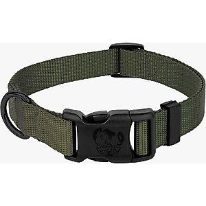 Country Brook Petz Everyday Nylon Dog Collar, Dark Olive Drab, X-Large: 18 to 26-in neck, 1-in wide