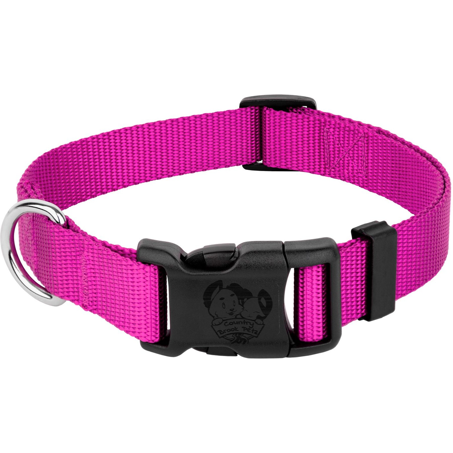 Country Brook Petz Everyday Nylon Dog Collar, Fuchsia, Small: 11 to 13-in neck, 3/4-in wide