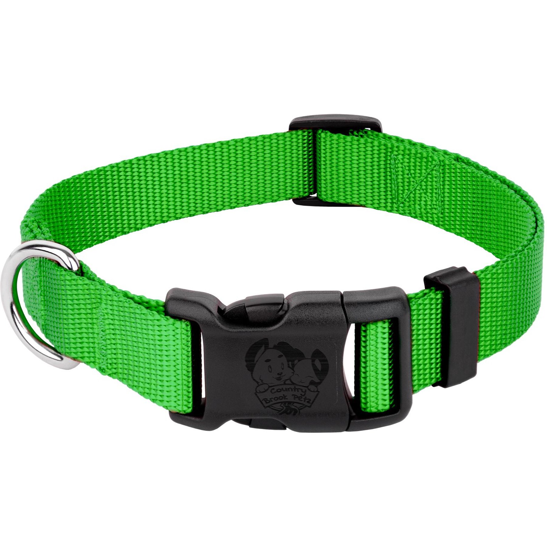 Country Brook Petz Everyday Nylon Dog Collar, Hot Lime Green, 3X-Small: 5 to 7-in neck, 3/8-in wide