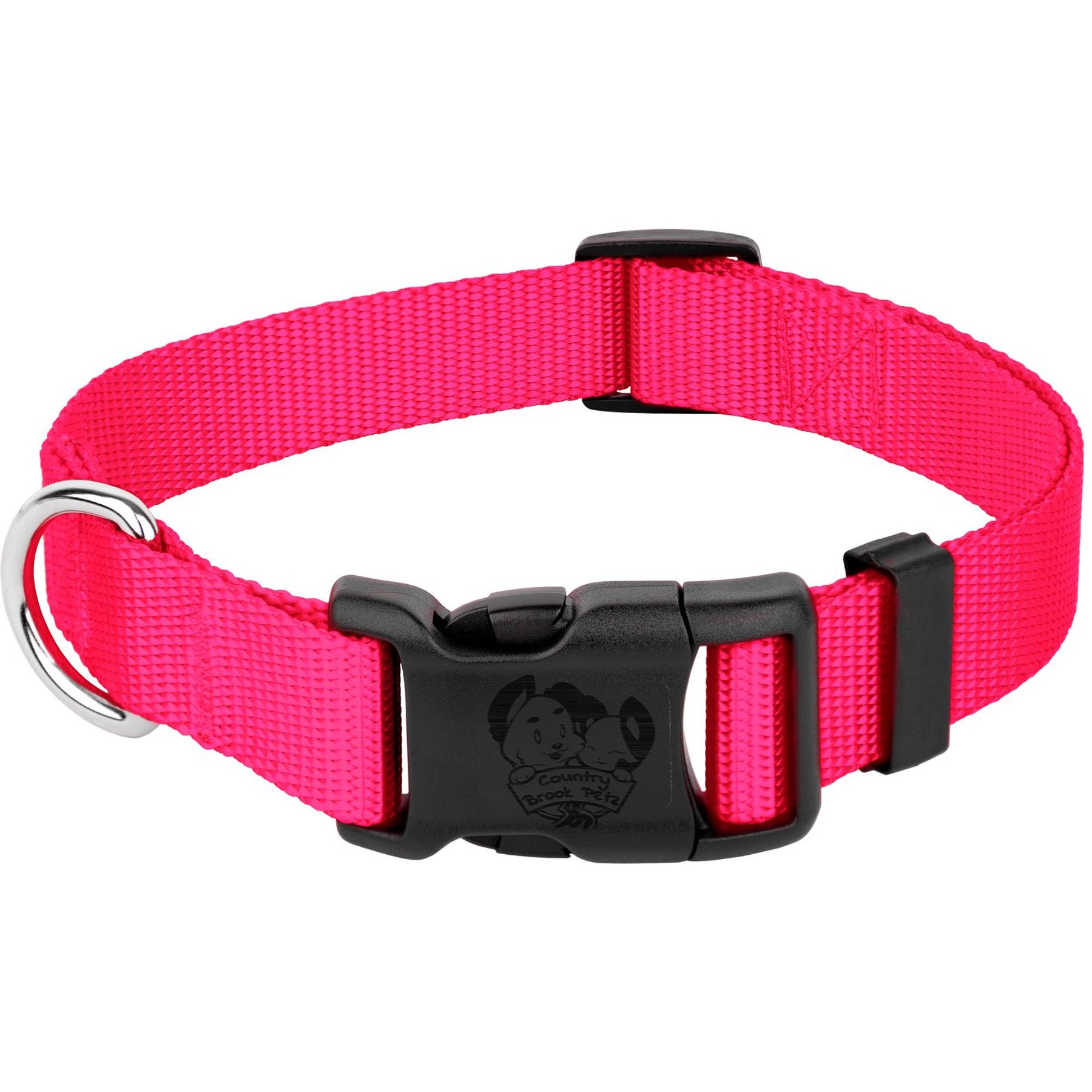 Country Brook Petz Everyday Nylon Dog Collar, Hot Pink, X-Large: 18 to 26-in neck, 1-in wide