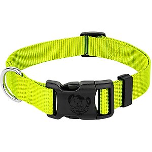Country Brook Design American Made Deluxe Nylon Dog Collar, Hot Yellow, Large: 16 to 22-in neck, 1-in wide
