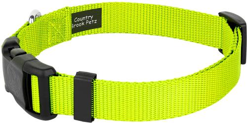 Show full view: Country Brook Petz Everyday Nylon Dog Collar, Hot Yellow, Large: 16 to 22-in neck, 1-in wide slide 8 of 11