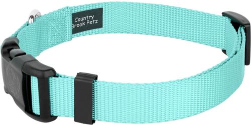 Show full view: Country Brook Petz Everyday Nylon Dog Collar, Light Cyan, Large: 16 to 22-in neck, 1-in wide slide 5 of 8