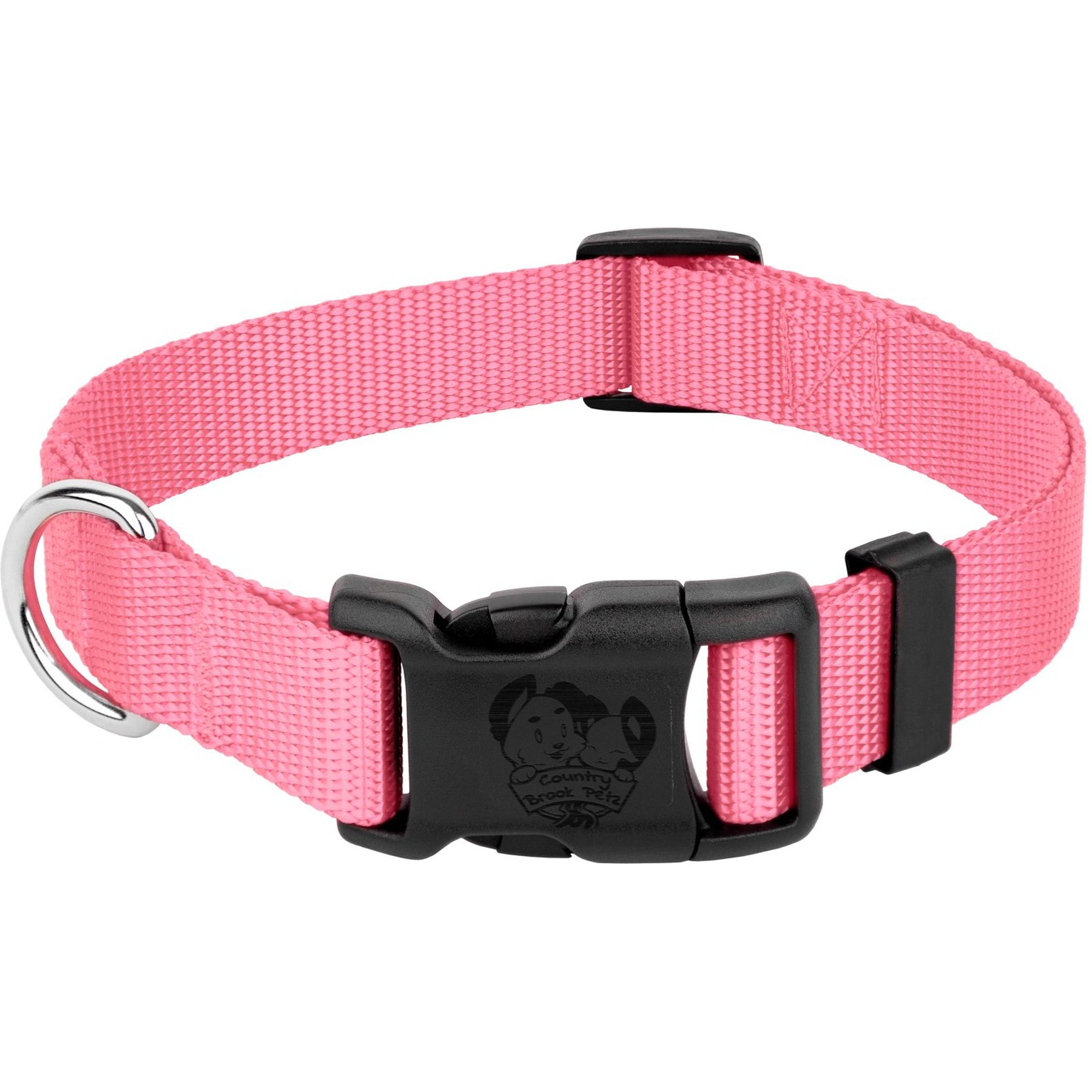 Country Brook Petz Everyday Nylon Dog Collar, Pink, Large: 16 to 22-in neck, 1-in wide