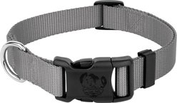 Country Brook Petz Everyday Nylon Dog Collar, Silver, Small: 11 to 13-in neck, 3/4-in wide