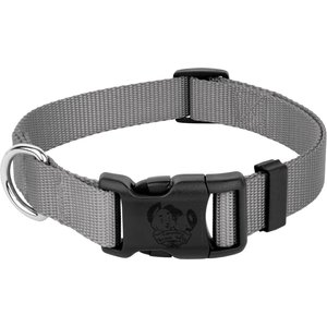 Country Brook Petz Everyday Nylon Dog Collar, Silver, Small: 11 to 13-in neck, 3/4-in wide