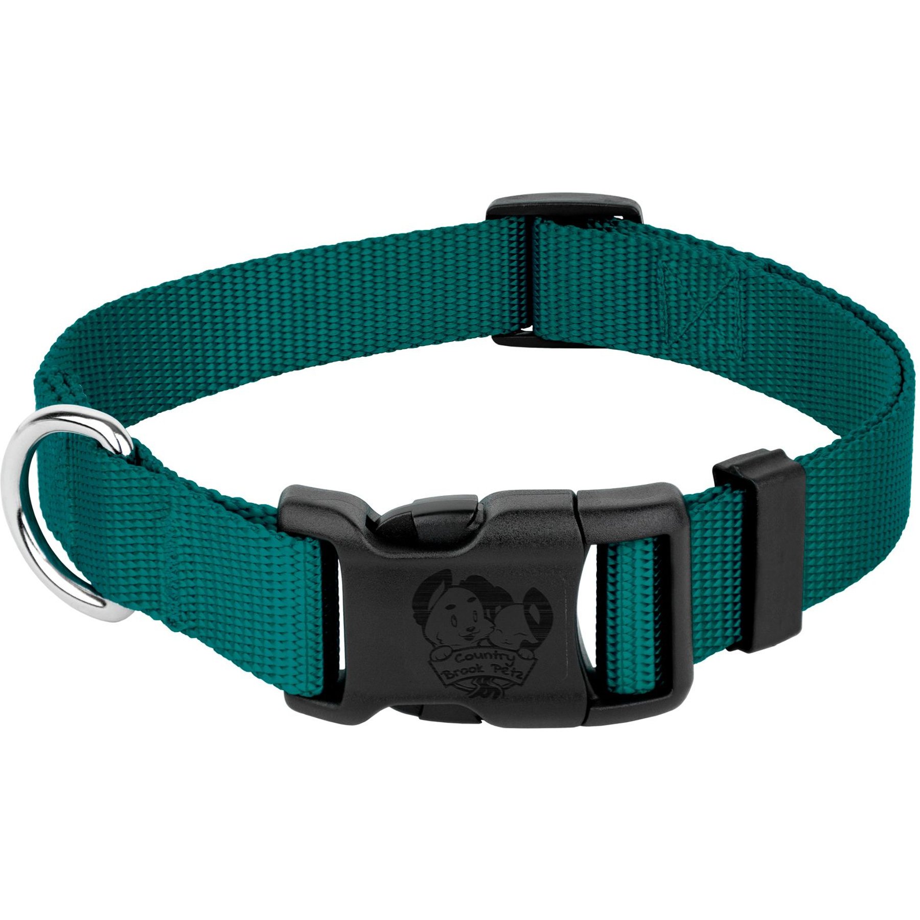 Country Brook Petz Everyday Nylon Dog Collar, Teal, Medium: 13 to 16-in neck, 3/4-in wide