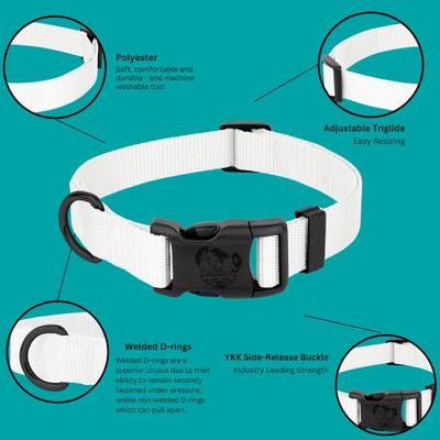 Show full view: Country Brook Petz Everyday Nylon Dog Collar, White, Large: 16 to 22-in neck, 1-in wide slide 6 of 11