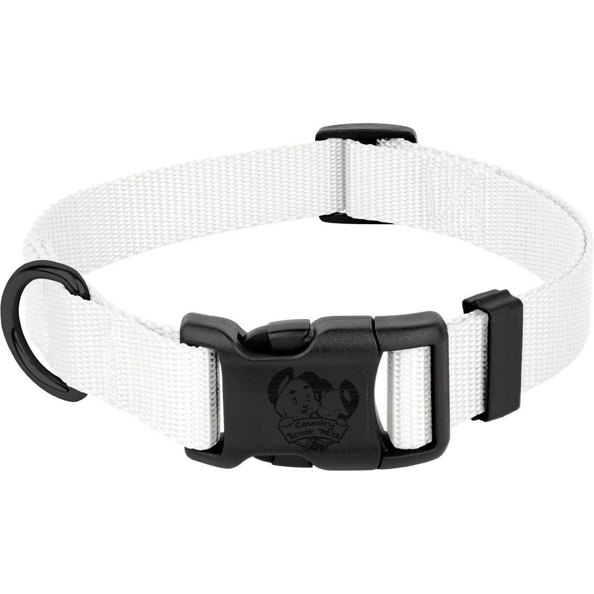 Country Brook Petz Everyday Nylon Dog Collar, White, X-Large: 18 to 26-in neck, 1-in wide