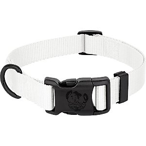 Country Brook Design American Made Deluxe Nylon Dog Collar, White, X-Large: 18 to 26-in neck, 1-in wide