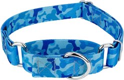 Country Brook Design Bone Camo Polyester Martingale Dog Collar, Blue, Small: 11 to 15-in neck, 5/8-in wide
