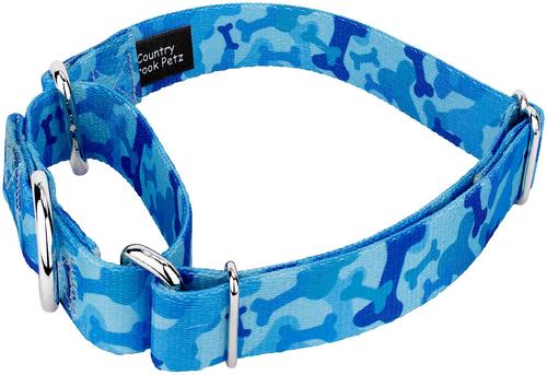 Show full view: Country Brook Design Bone Camo Polyester Martingale Dog Collar, Blue, Small: 11 to 15-in neck, 5/8-in wide slide 3 of 8