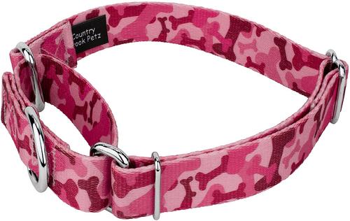 Show full view: Country Brook Design Bone Camo Polyester Martingale Dog Collar, Pink, Medium: 15 to 21-in neck, 1-in wide slide 3 of 8