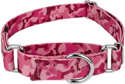 Country Brook Design Bone Camo Polyester Martingale Dog Collar, Pink, Small: 11 to 15-in neck, 5/8-in wide