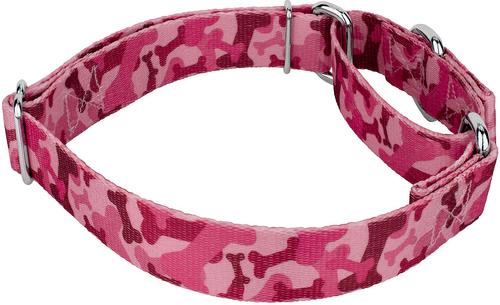 Show full view: Country Brook Design Bone Camo Polyester Martingale Dog Collar, Pink, Small: 11 to 15-in neck, 5/8-in wide slide 5 of 9