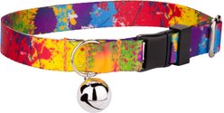 Country Brook Design Paint Splatter Polyester Breakaway Cat Collar with Bell, 8 to 12-in neck, 1/2-in wide