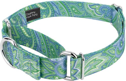 Show full view: Country Brook Design Paisley Polyester Martingale Dog Collar, Green, Large: 18 to 26-in neck, 1-in wide slide 3 of 8