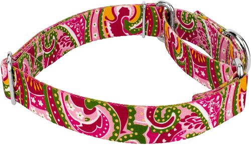 Show full view: Country Brook Design Paisley Polyester Martingale Dog Collar, Pink, Small: 11 to 15-in neck, 5/8-in wide slide 4 of 8