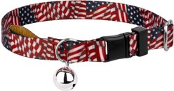 Country Brook Design Patriotic Tribute Polyester Breakaway Cat Collar with Bell, 8 to 12-in neck, 1/2-in wide