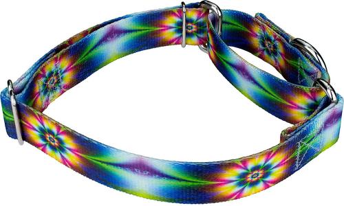 Show full view: Country Brook Design Tie-Dye Flowers Polyester Martingale Dog Collar & Leash, Medium: 15 to 21-in neck, 1-in wide slide 4 of 11