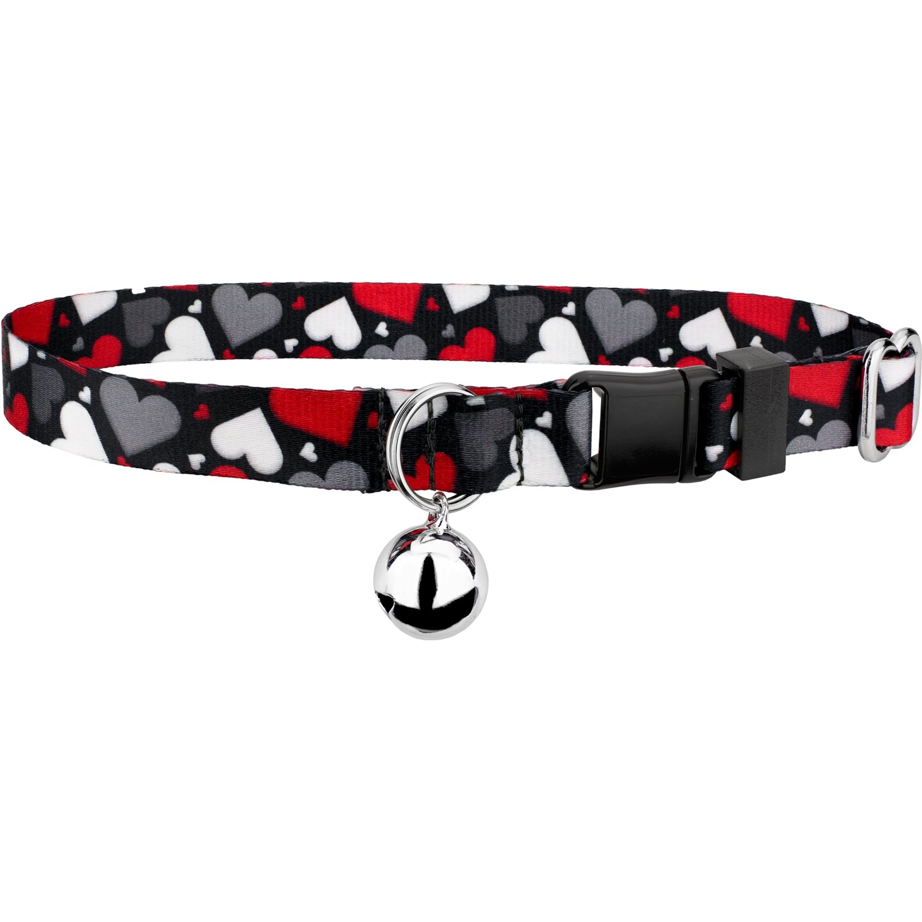 Country Brook Petz Be Mine Polyester Cat Collar, Black, 8 to 12-in neck, 1/2-in wide