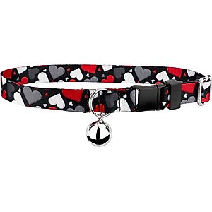 Country Brook Petz Be Mine Polyester Cat Collar, Black, 8 to 12-in neck, 1/2-in wide