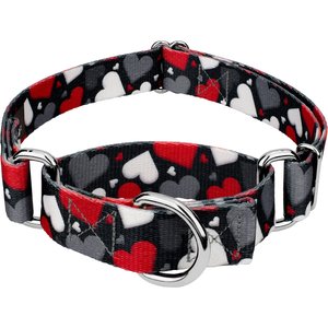 Country Brook Petz Be Mine Polyester Martingale Dog Collar, Black, Large: 18 to 26-in neck, 1-in wide