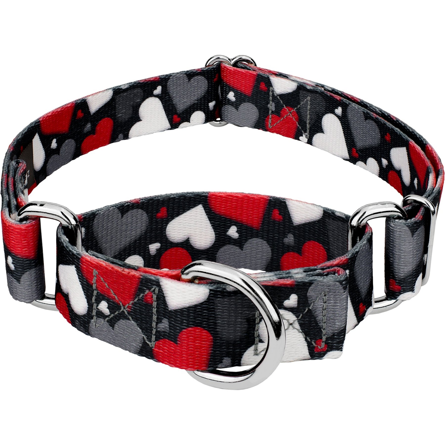 Country Brook Petz Be Mine Polyester Martingale Dog Collar, Black, Small: 11 to 15-in neck, 5/8-in wide
