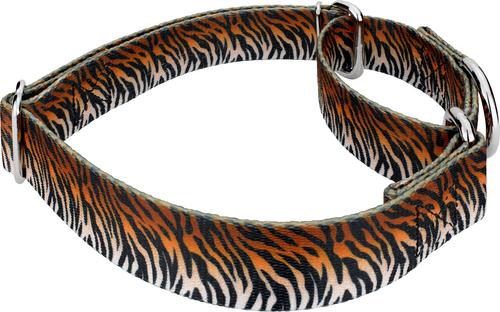 Show full view: Country Brook Petz Bengal Tiger Stripes Polyester Martingale Dog Collar, Orange, Large: 18 to 26-in neck, 1-in wide slide 5 of 6