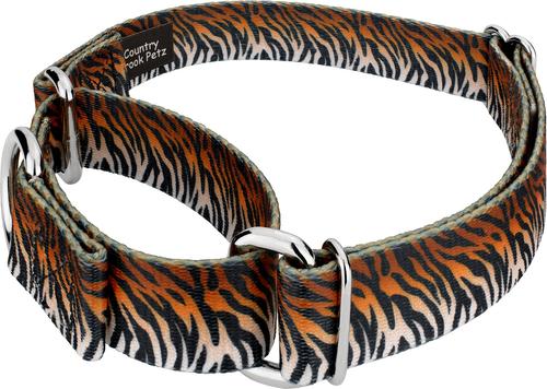 Show full view: Country Brook Petz Bengal Tiger Stripes Polyester Martingale Dog Collar, Orange, Small: 11 to 15-in neck, 5/8-in wide slide 4 of 6