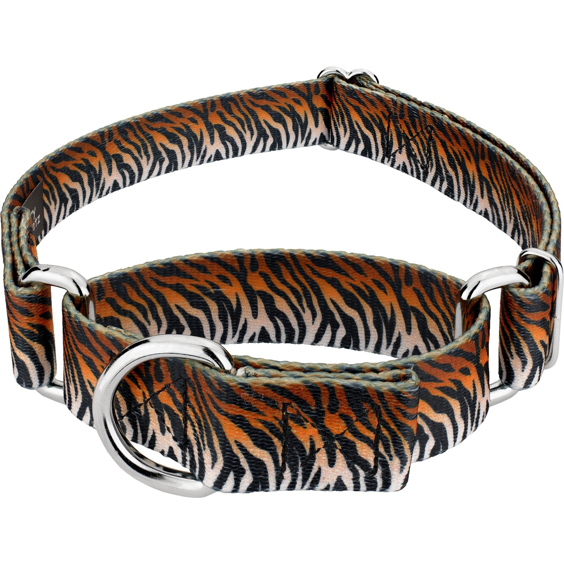 Country Brook Petz Bengal Tiger Stripes Polyester Martingale Dog Collar, Orange, X-Large: 23 to 31-in neck, 1-in wide