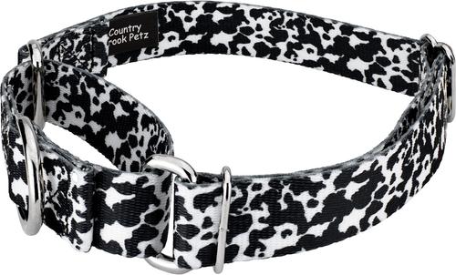 Show full view: Country Brook Petz Dairy Cow Polyester Martingale Dog Collar, Black, XX-Small: 7 to 10-in neck, 1/2-in wide slide 5 of 7