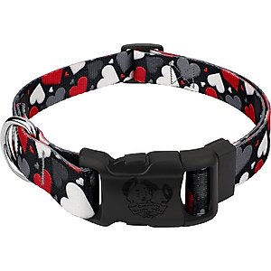 Country Brook Petz Deluxe Be Mine Dog Collar, Black, Medium:13 to 16-in neck, 1-in wide